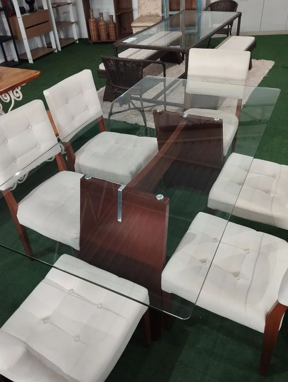 Mesa de Vidro com 6 cadeiras seminova! - Foto 3