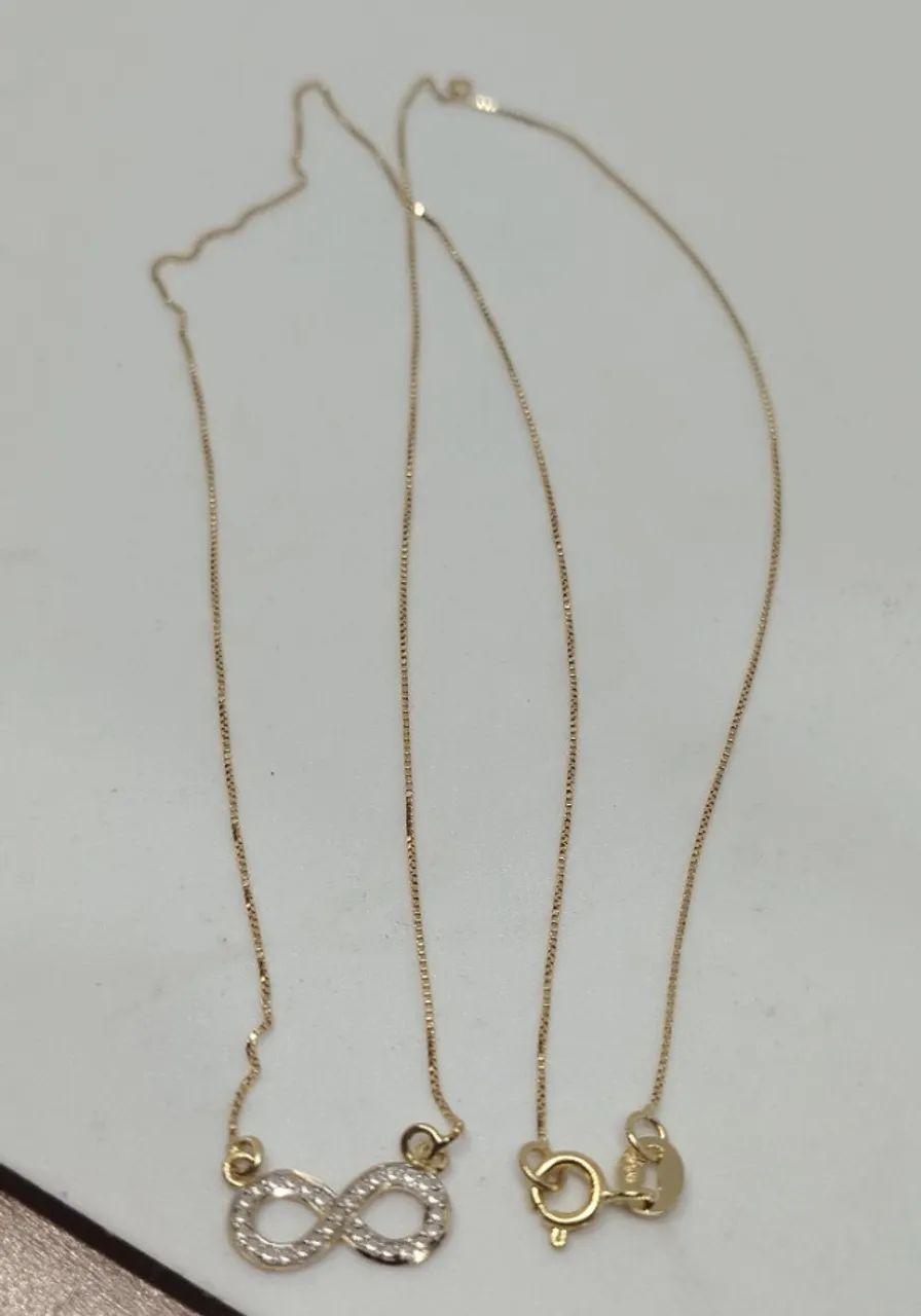 Colar e pingente modelo infinito ouro 18k - 45cm - Foto 2