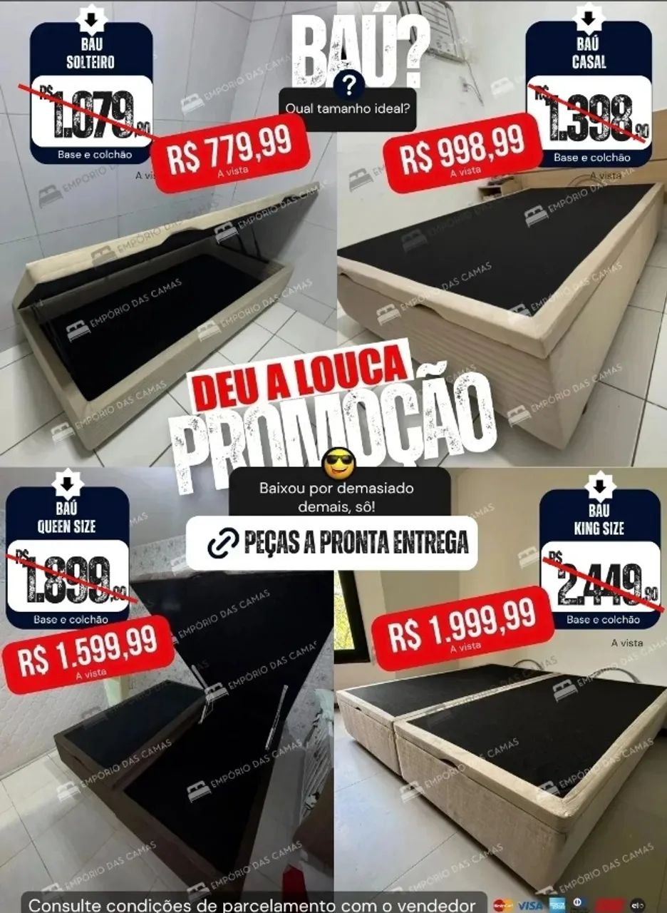 Base bau Bonsono solteiro,  casal, queen e king size pronta entrega consulte estoque