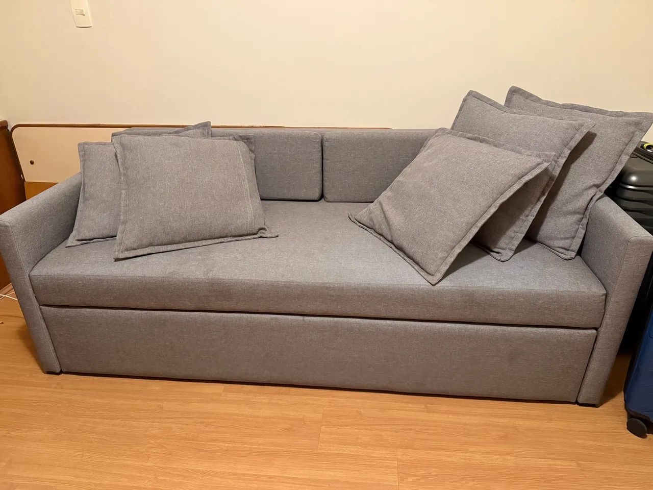 Sofá-Cama Etna Emily Linn Cinza 200 cm - Com Almofadas - Foto 4