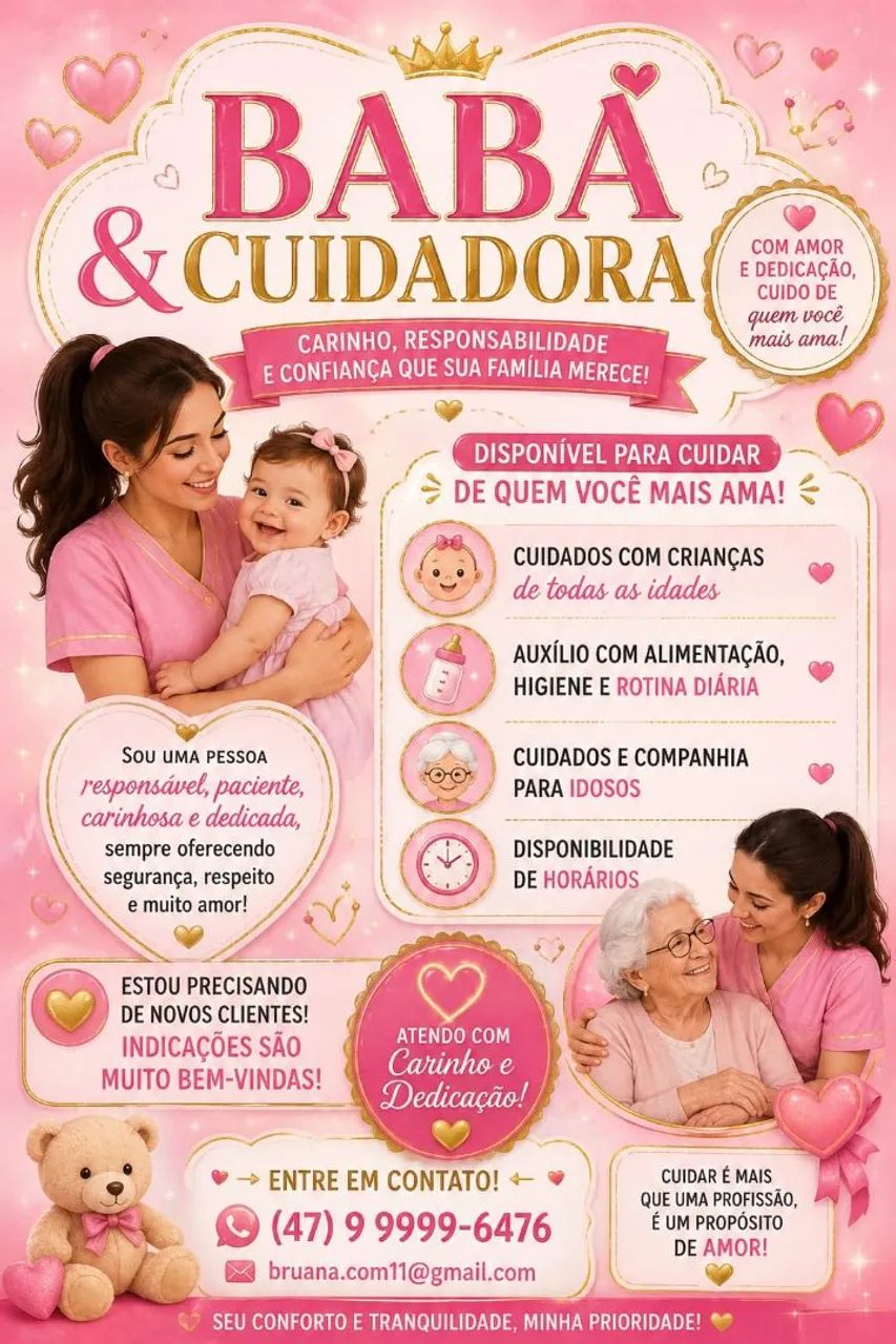 Cuidadora de idosos e babá 