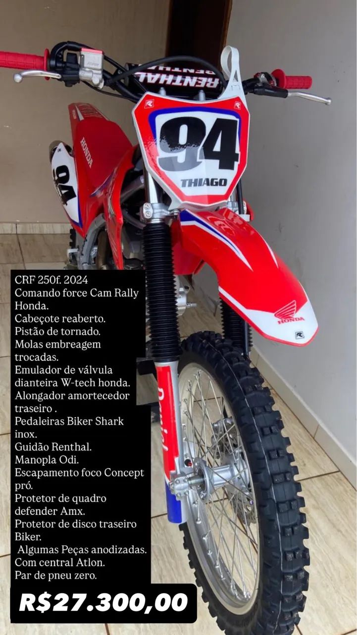CRF 250F 2024 equipada e super conservada.
