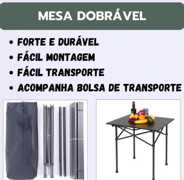 Mesa Dobrável portátil para Camping Praia Churrasco Pesca Com bolsa - Foto 2
