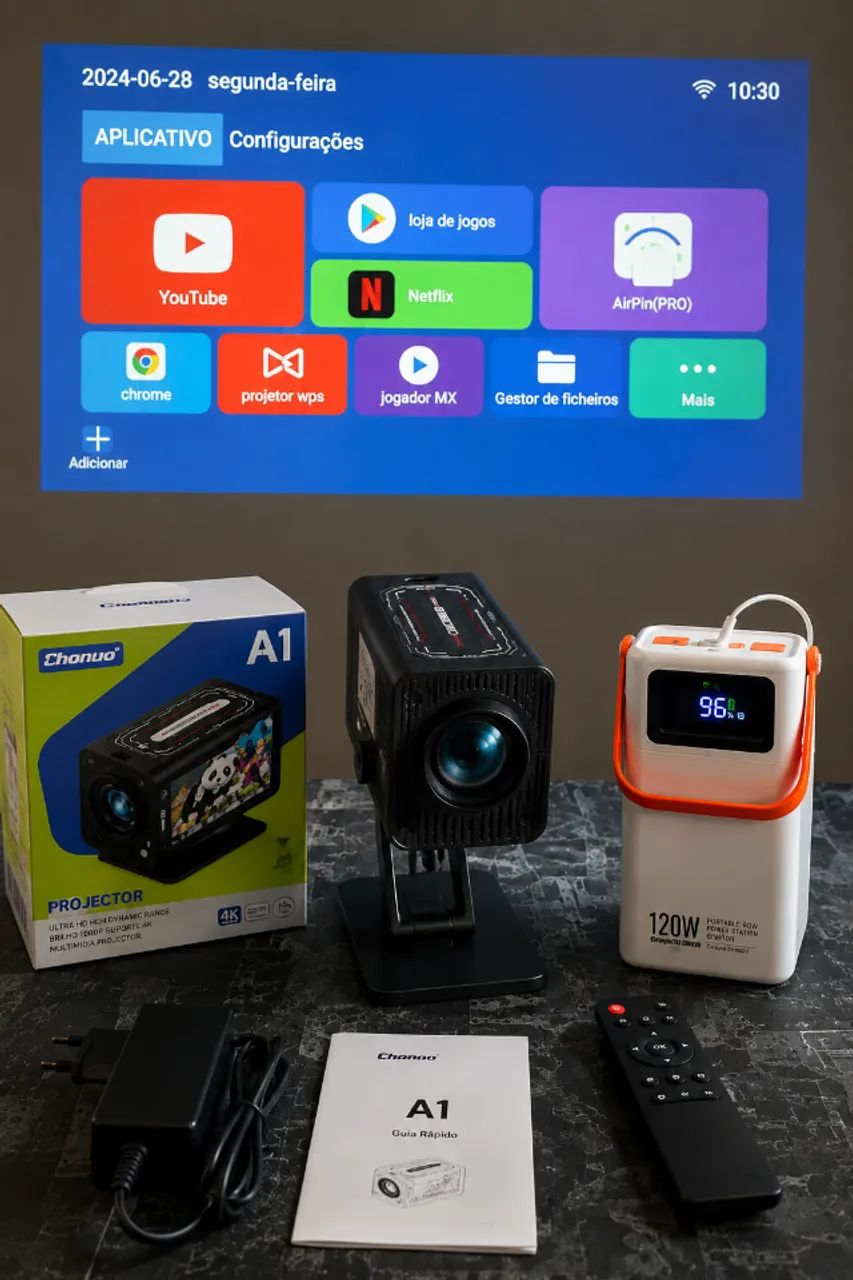 Projetor Smart A1 Android 12 | Até 200 Polegadas | Wi-Fi | Netflix, YouTube e Streaming - Foto 4