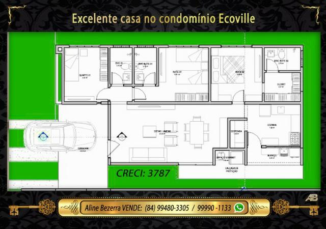 Casa no ecoville, 3 quartos sendo 2 suítes, churrasqueira, confira - Foto 3
