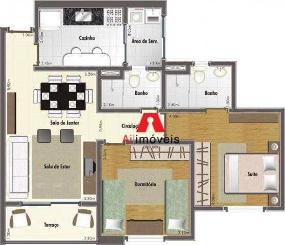 Apartamento com 2 dormitórios sendo 1 suíte, à venda, 67,20 m² por r$ 270.000 - conjunto m - Foto 20