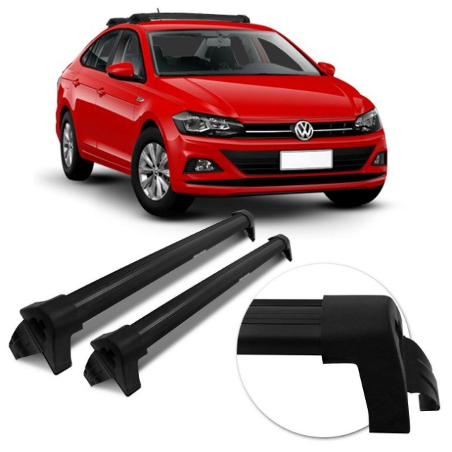 Rack De Teto Alumínio Volkswagen Virtus - Projecar Preto / Prata