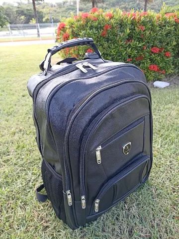 Mochila de Couro Masculino e Feminino Reforçada impermeável 