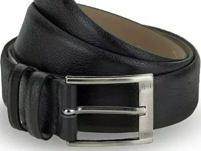 Cinto de couro legítimo masculina regulável com fivela cromada  - Foto 4