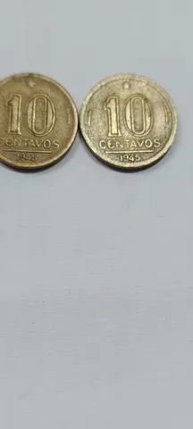 Lote com 2 Moedas Antigas De 10 Centavos - De 1945 - Sem Siglas - Muito bem conservadas