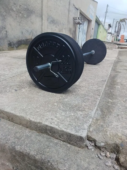 Kit de Musculação com Anilhas de Concreto