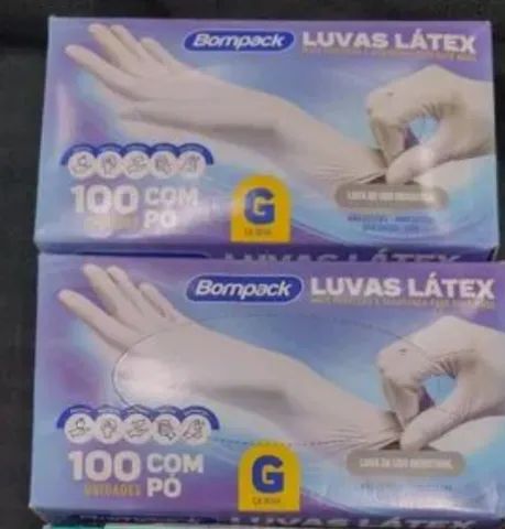 Lote com 2 caixas de luvas de látex lacradas