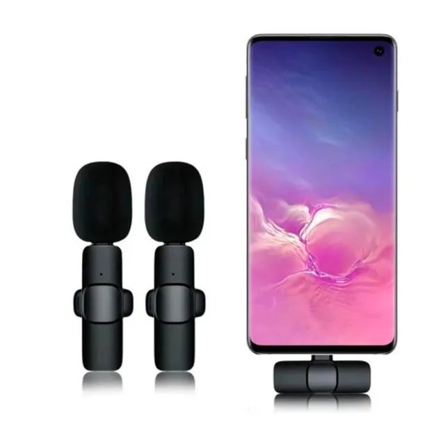 Microfone de Lapela USB-C Duplo Sem Fio Tipo C Wireless Android iPhone 15 16 - Foto 3