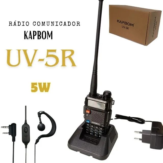 Rádio Comunicador Uv-5r Vhf Uhf 5w Novo Walk Talk Kapbom Loja Coimbra Computadores - Foto 5