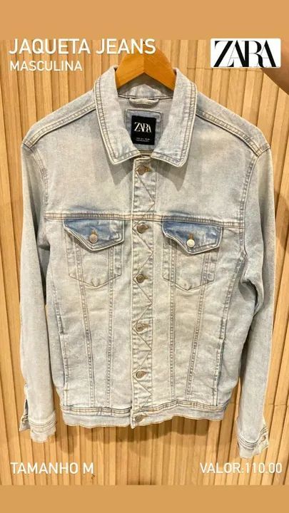 Zara jaqueta jeans fashion masculina