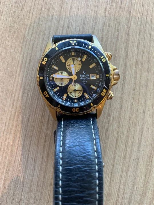Relógio Bulova Marine Star Cronógrafo Dourado 200 m - Foto 2