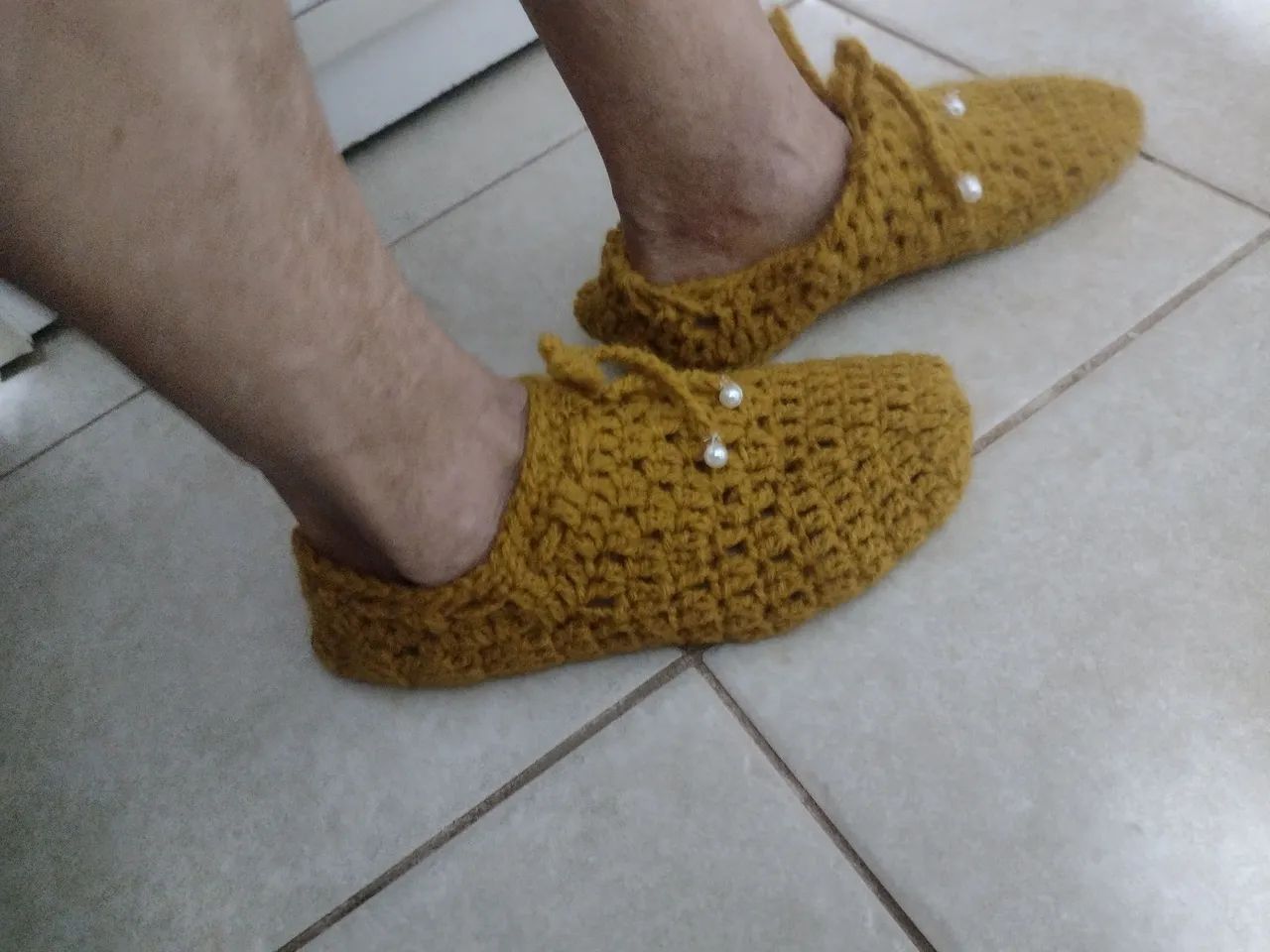 Pantupa, de crochê - marrom veste 35 até 38 - Foto 2