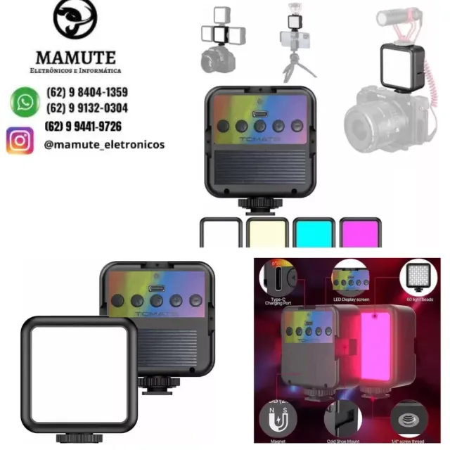 Mini Luz De Led Para Fotos Vídeos - Rgb Tomate MLG-106 Rgb