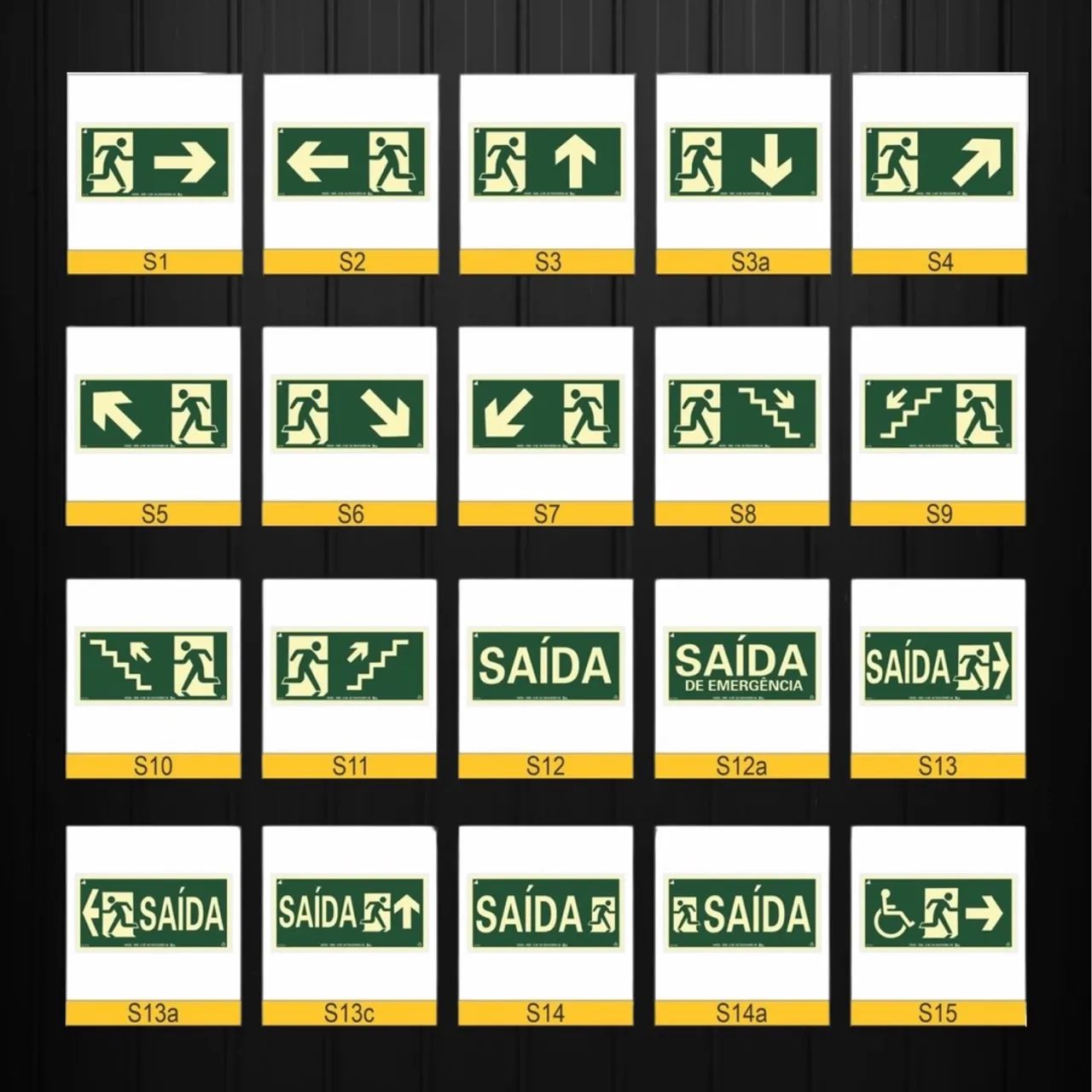 Kit 5 Placas de Sinalização de Emergência Fotoluminescentes Rota de fuga promoção - Foto 3