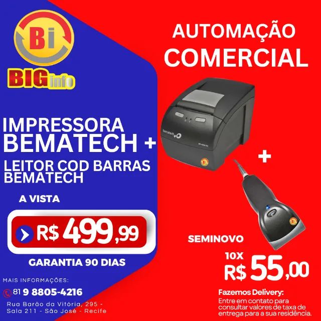 Impressora Termica MP 4200 + Leitor de Cod Barras Bematech - Em ate 10x Fixas  