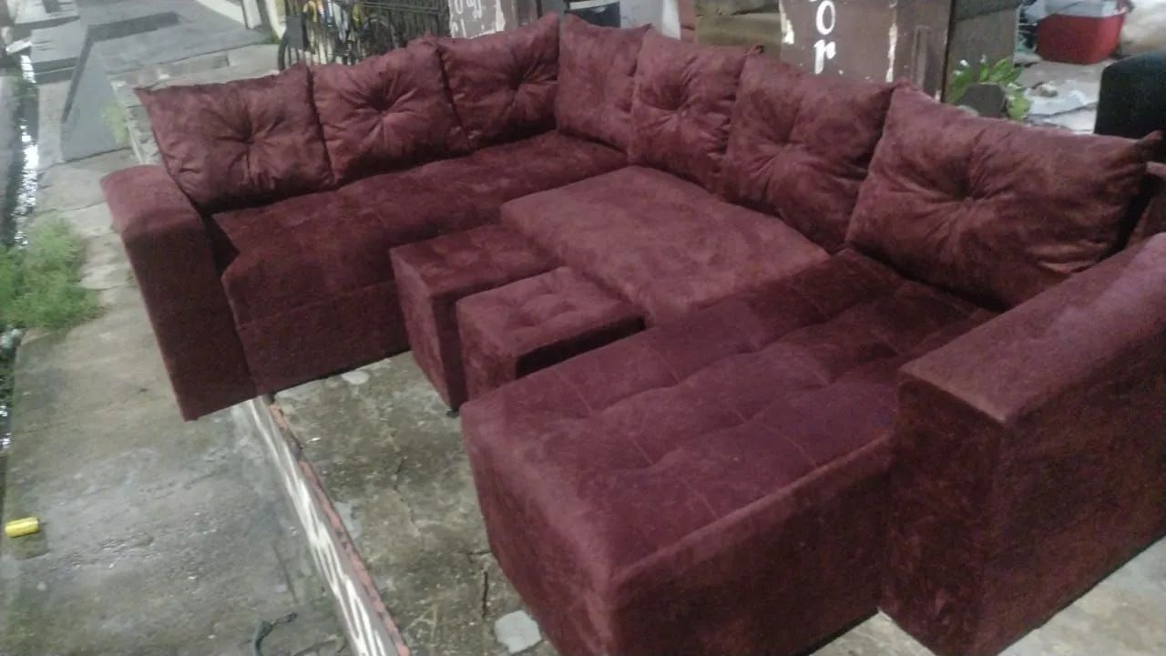 Sofá de Canto em Suede Bege - Foto 4