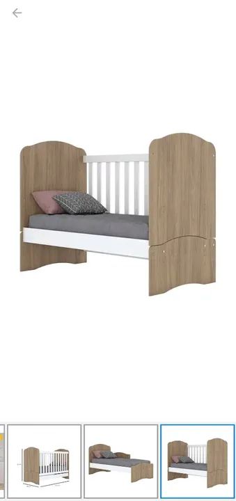 Berço de madeira com estrutura branca - Foto 3