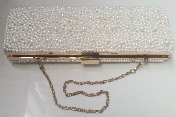 Bolsa para Festas com Miçangas de Pérolas Usada - Foto 4
