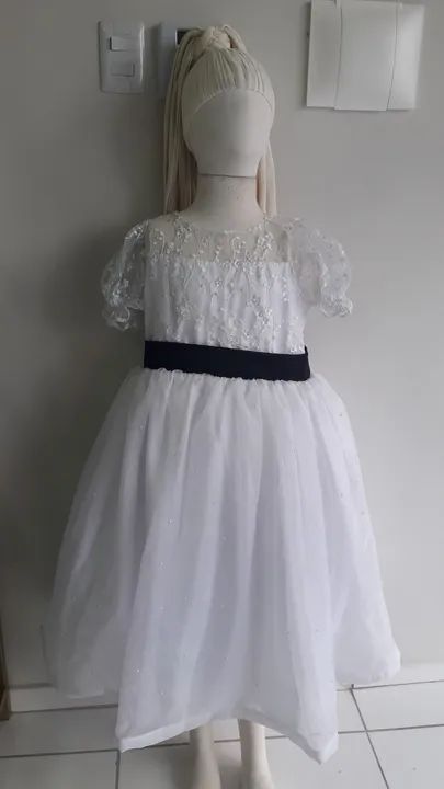 Vestido de renda infantil branco - Foto 5