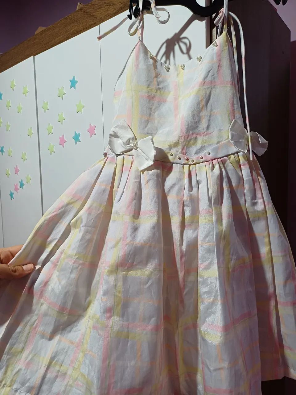 Vestido Infantil Xadrez com Detalhes Delicados - Foto 2