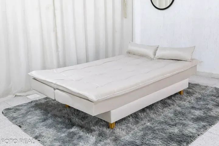 Sofá Cama Premium 1,80m  Veludo Bege.  Pronta Entrega. 2608 - Foto 5
