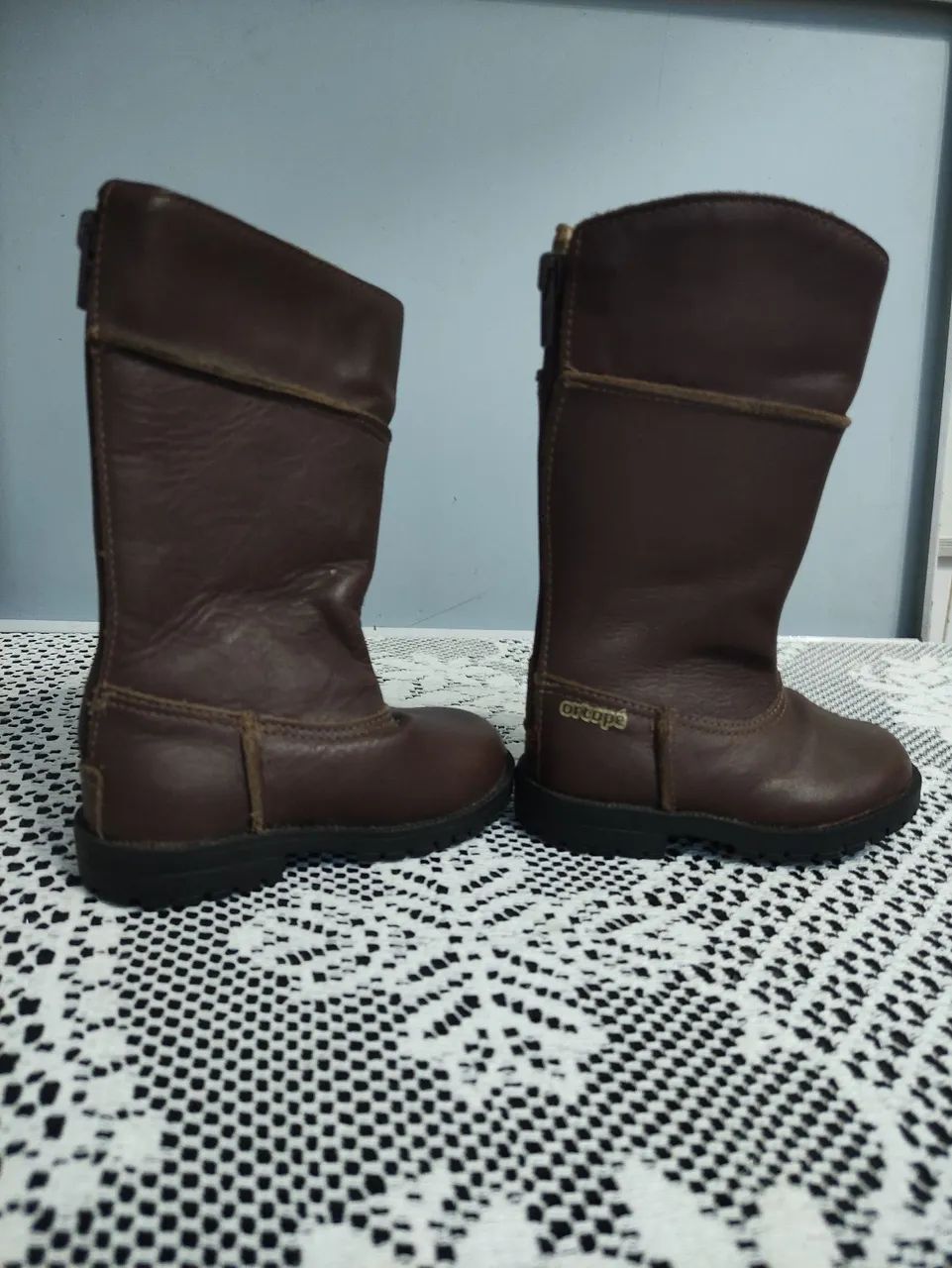 Botas de Couro Marrom Ortopé Bebê ( Tamanho 18)