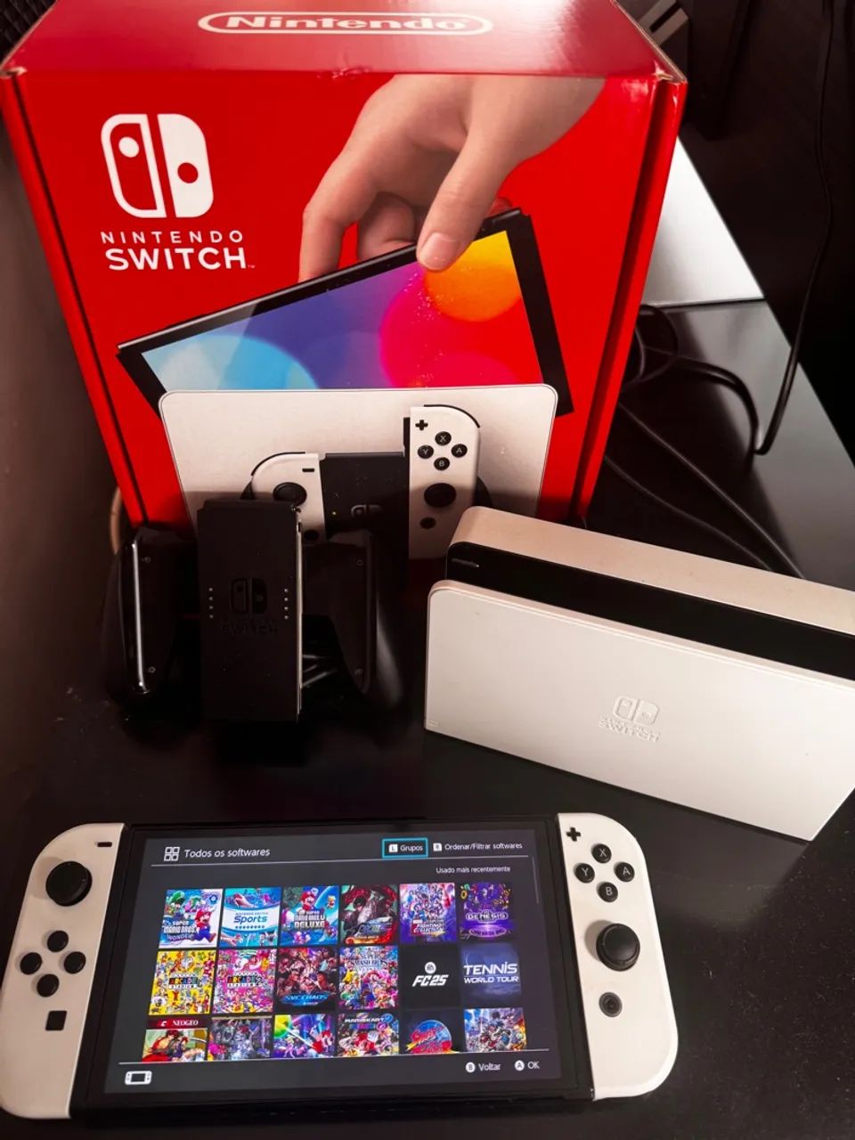 Nintendo Switch OLED + Case Original + Cartão Memoria 256GB + Super Mário 3D Word - Foto 4