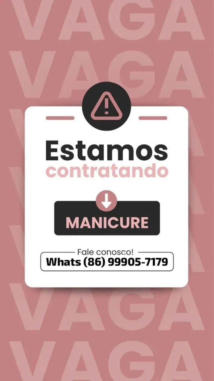 Esmalteria contrata vaga de manicure emprego 