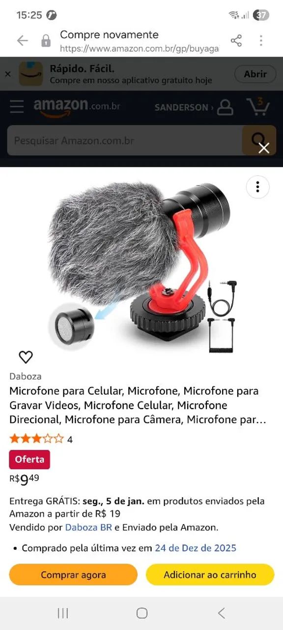 Microfone para câmera e celular. - Foto 4