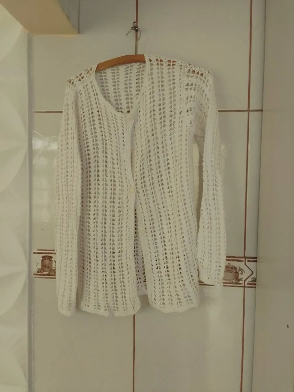 Blusa de crochê cor branca