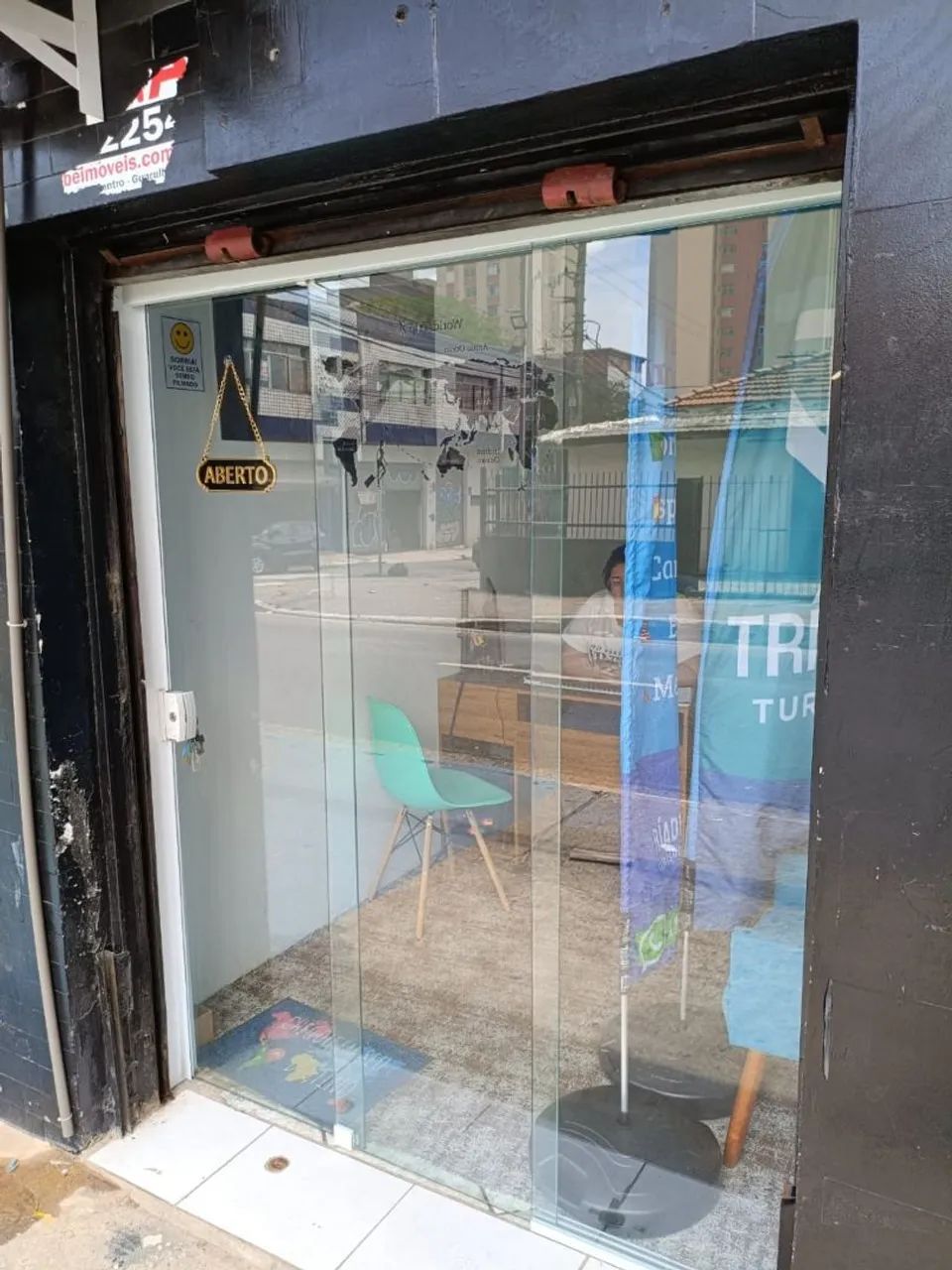 Porta de correr de vidro 