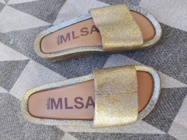 melissa beach slide com glittet dourado