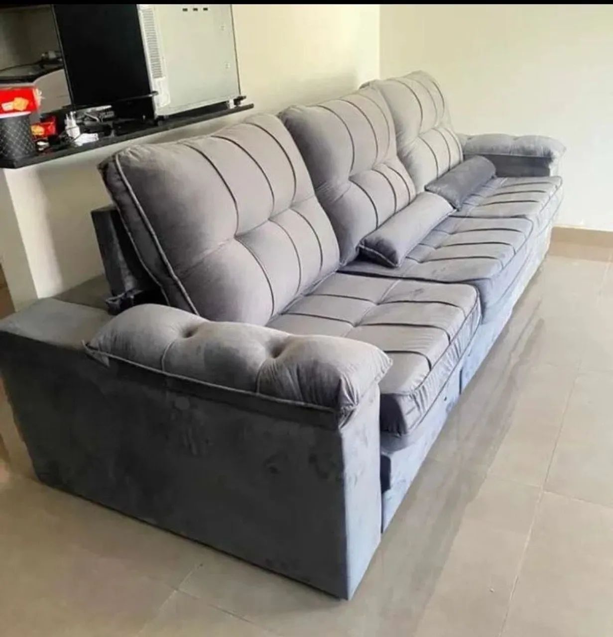 Sofá retrátil reclinável 2.90 M pronto entrega c/ almofadas  - Foto 5