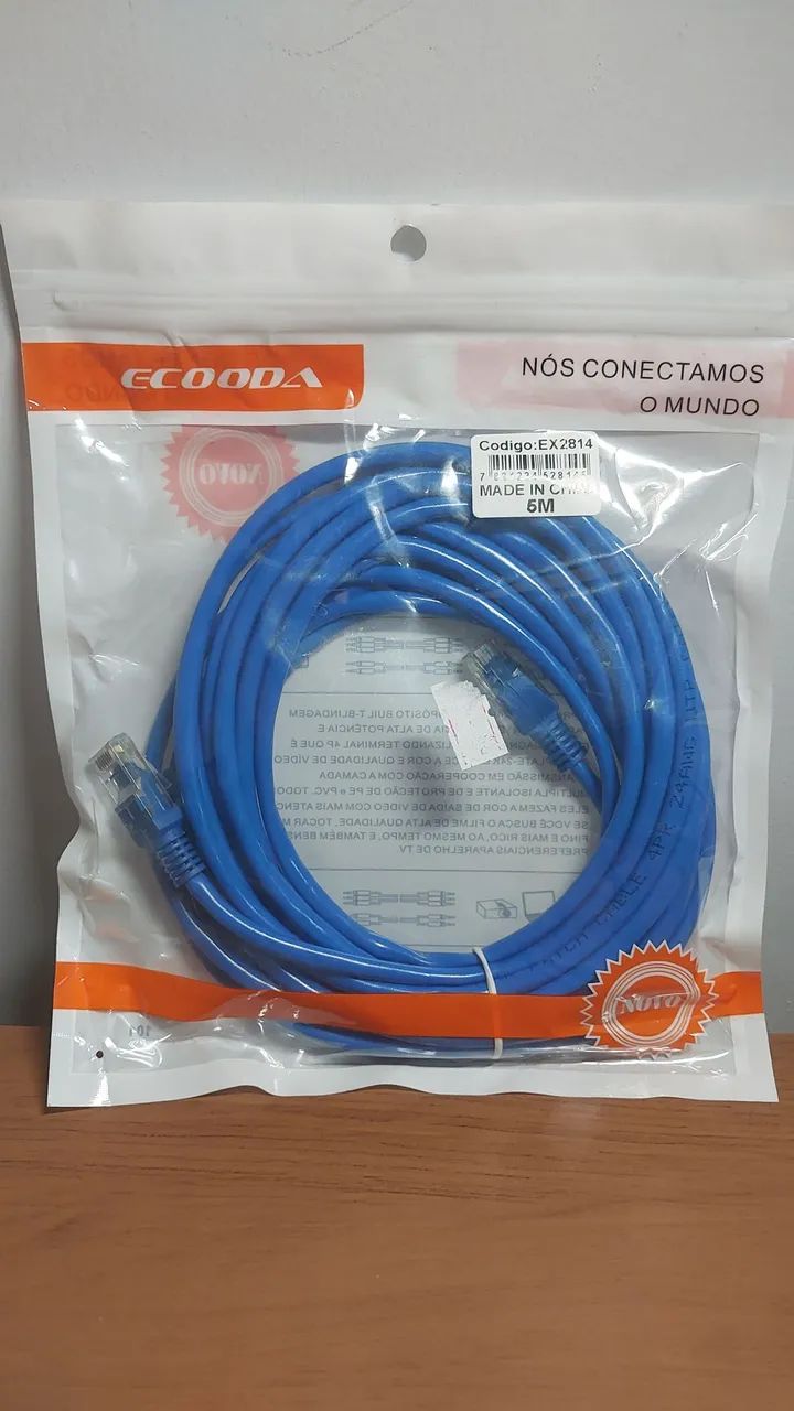 Cabo de Rede RJ45 5 Metros Azul - ECOODA