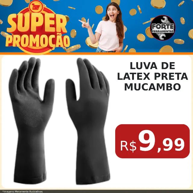 Luva De Latex Preta Mucambo