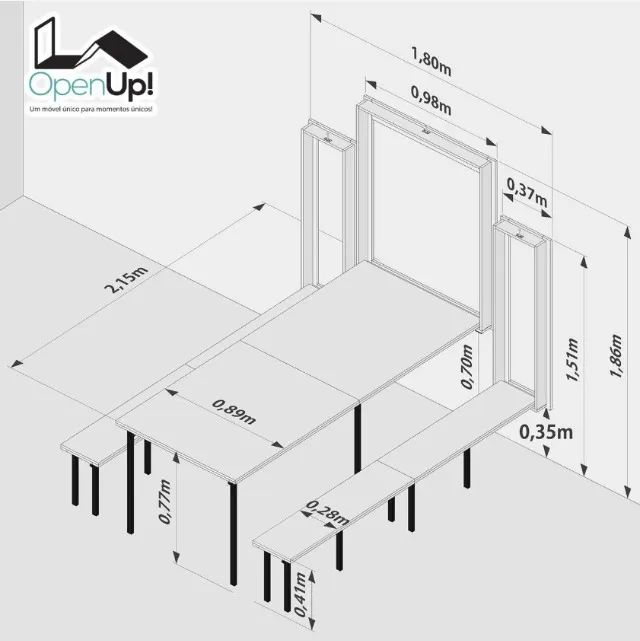 Conjunto Mesa Dobrável de Parede 9 Lugares - Foto 2