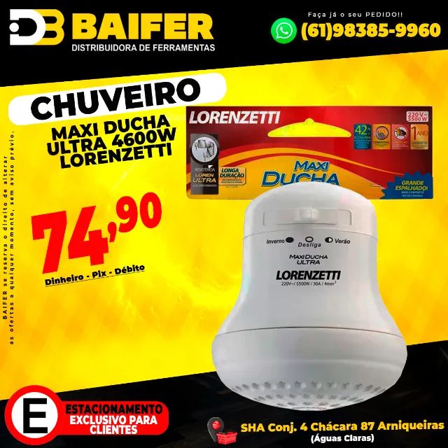 Chuveiro Maxi Ducha Ultra 220v 4600w Lorenzetti