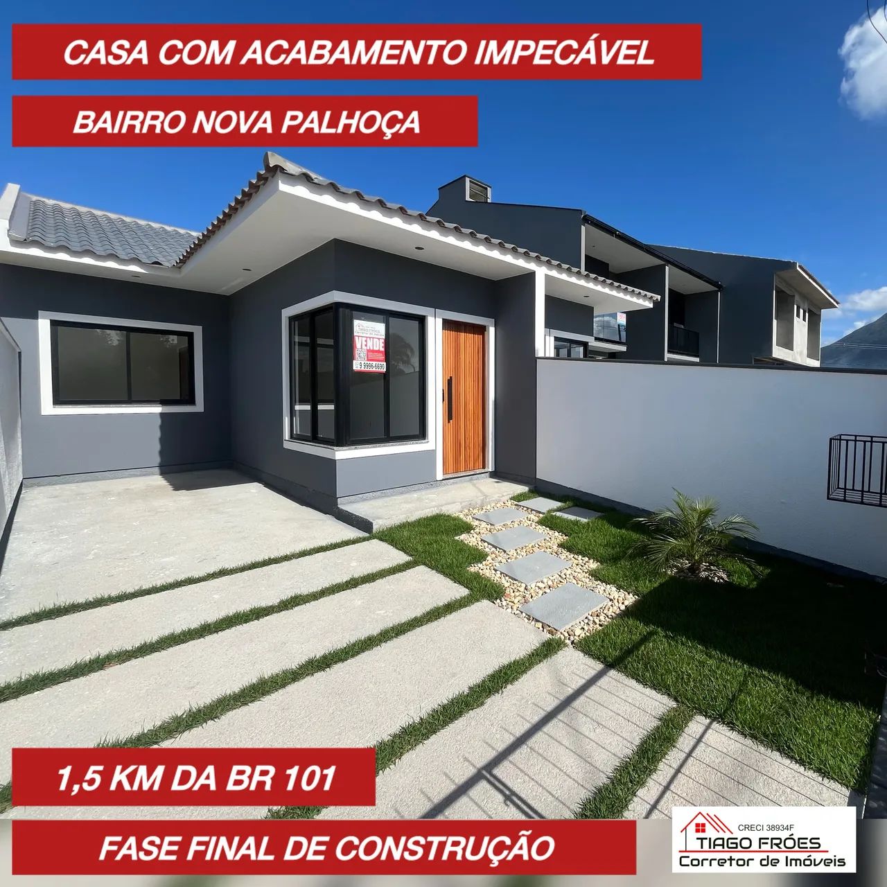 Casa no Nova Palhoça com Acabamento Refinado em fase final de construção