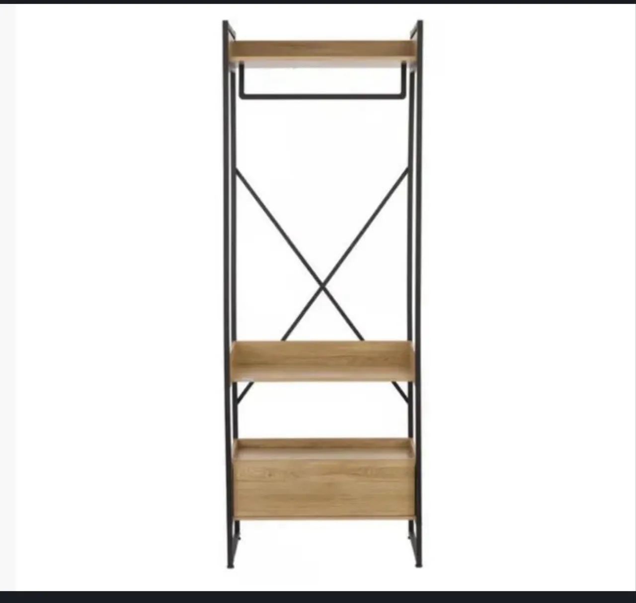 Closet novo com 1 Gaveta 2 Prateleiras e 1 Cabideiro, cor freijó e preto fosco - Foto 2