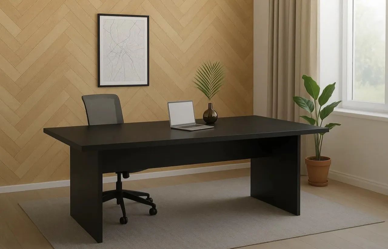 MESA DE REUNIAO PRETA EXECUTIVA 2.00x1.00 - LOJA IKONMIXOFFICE