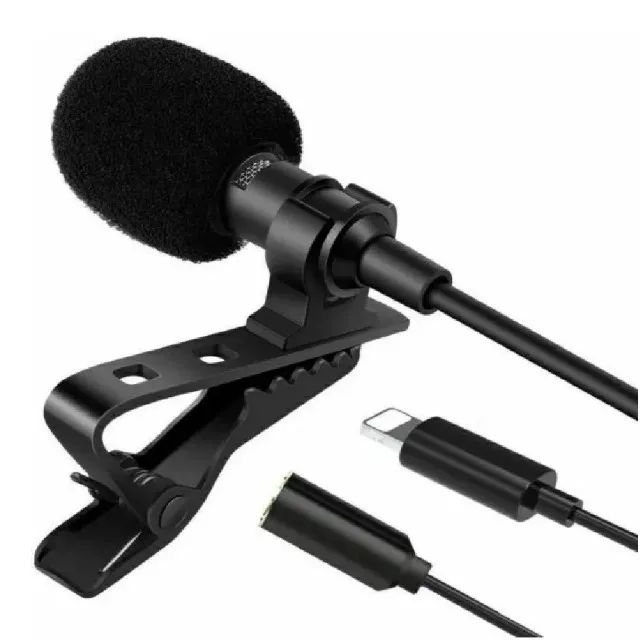Microfone Lapela Com fio Para iPhone Profissional Conector Lightning