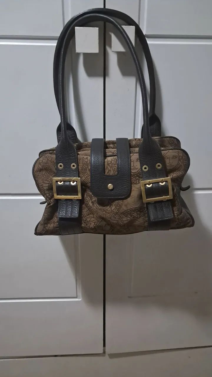 Bolsa Versace Original em Couro e tecido