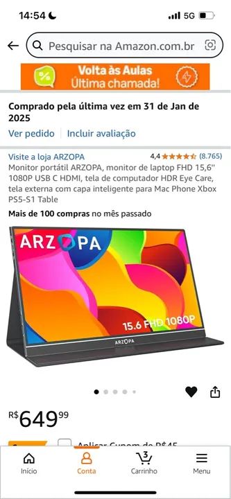 Monitor Portátil ARZOPA 15.6" FHD 1080P