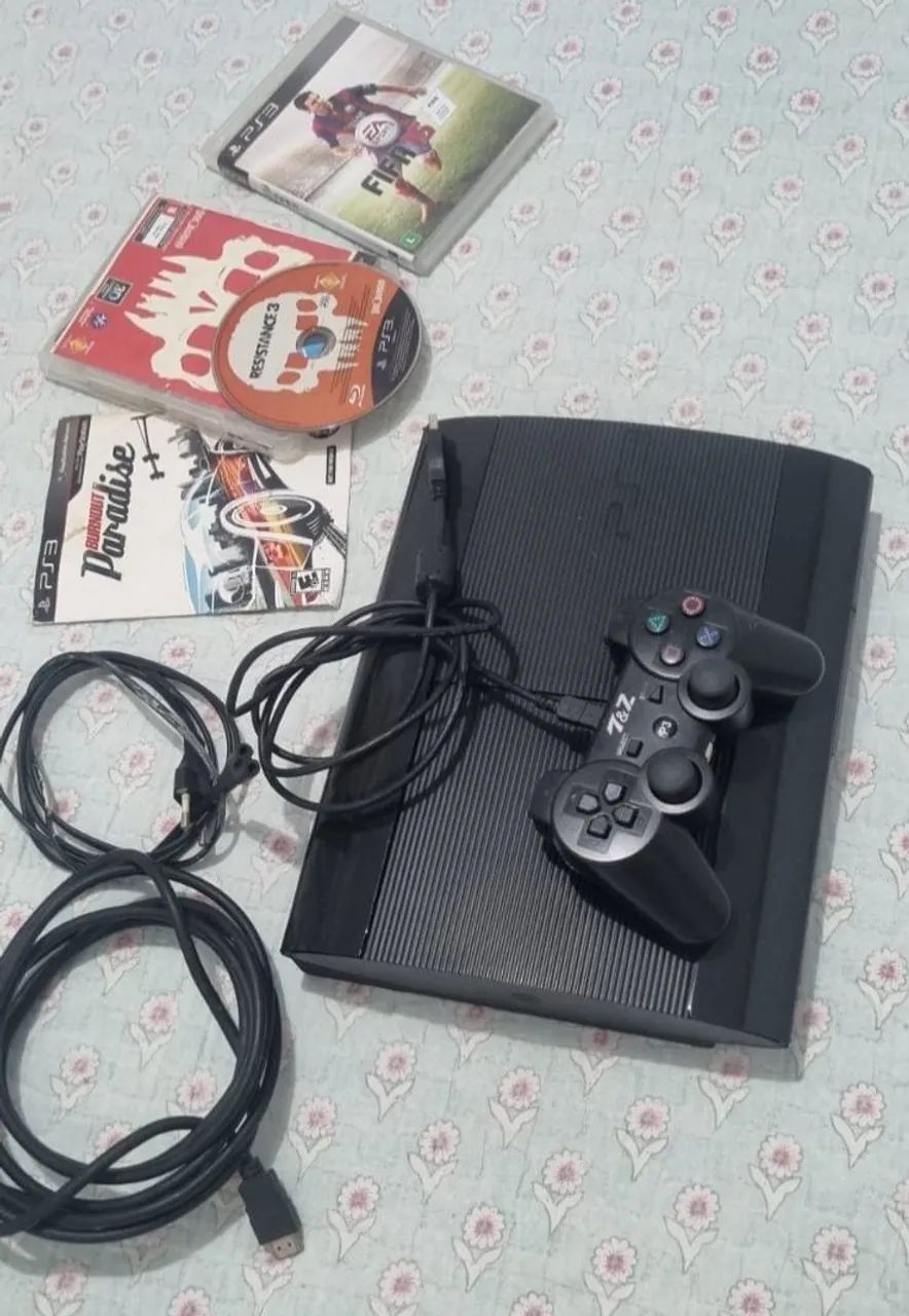 Playstation 3 Slim + Controle + Acessórios