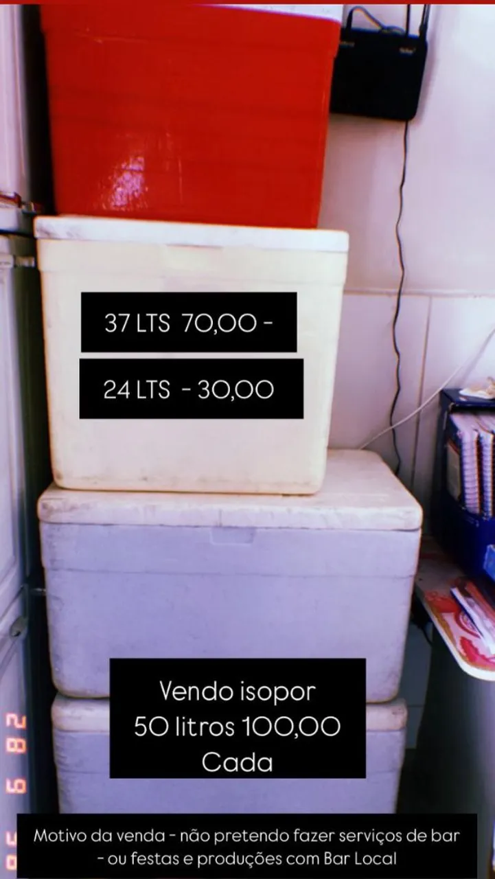 Isopor para vendas: 24L, 37L e 50L